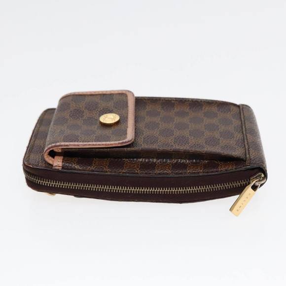 CELINE Macadam Canvas Shoulder Wallet PVC Leather Gold Brown Auth 87855 - Picture 3 of 16